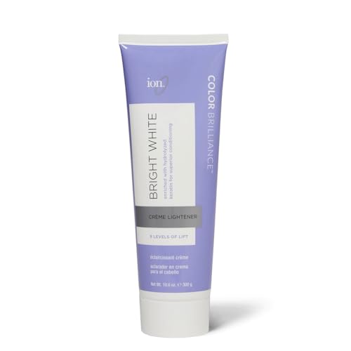 ion Bright White Creme Lightener Hair Bleach, Lifts Up to 8 Levels, On-Scalp and Off-Scalp Use, 10.6 Oz
